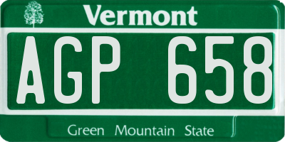 VT license plate AGP658