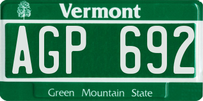 VT license plate AGP692