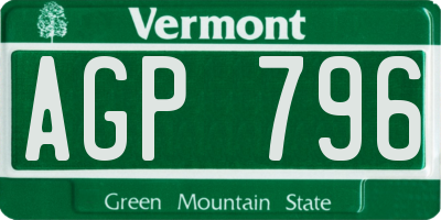 VT license plate AGP796