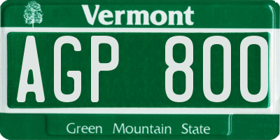 VT license plate AGP800