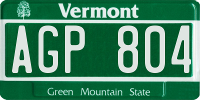 VT license plate AGP804