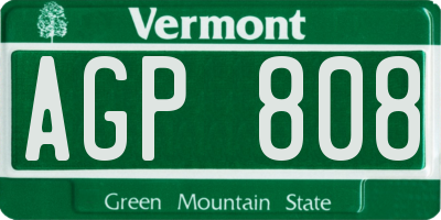 VT license plate AGP808