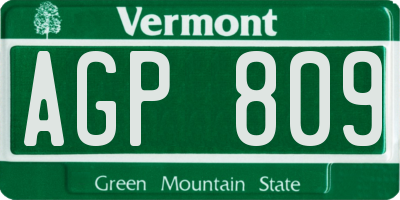 VT license plate AGP809