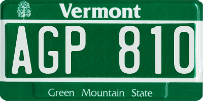 VT license plate AGP810