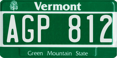 VT license plate AGP812