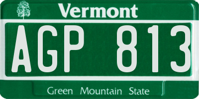 VT license plate AGP813