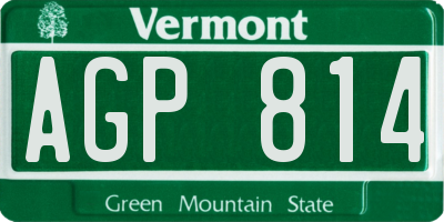 VT license plate AGP814