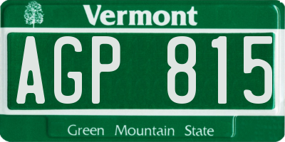 VT license plate AGP815