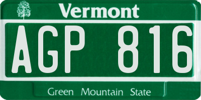 VT license plate AGP816