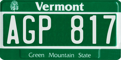 VT license plate AGP817