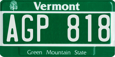 VT license plate AGP818