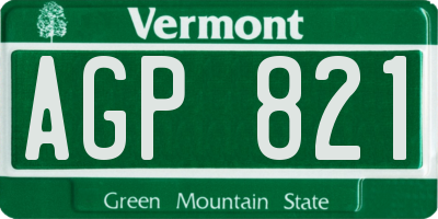 VT license plate AGP821