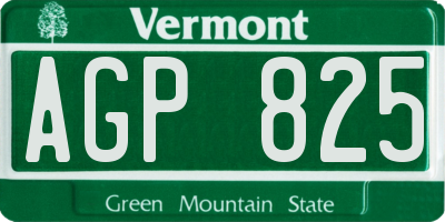 VT license plate AGP825