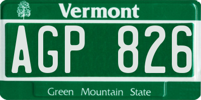 VT license plate AGP826