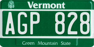 VT license plate AGP828