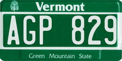 VT license plate AGP829