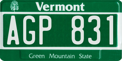 VT license plate AGP831