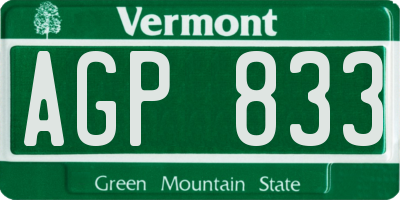 VT license plate AGP833