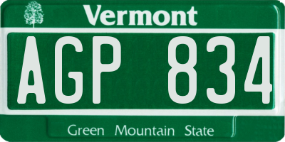 VT license plate AGP834