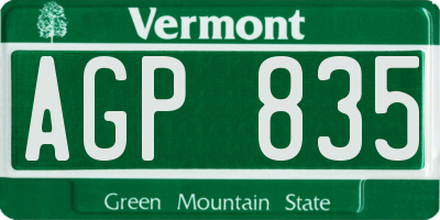 VT license plate AGP835
