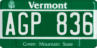 VT license plate AGP836
