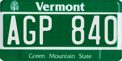 VT license plate AGP840