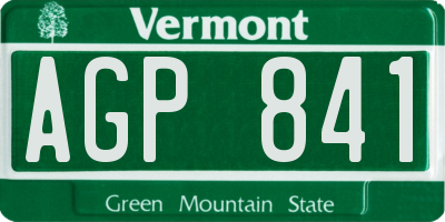VT license plate AGP841