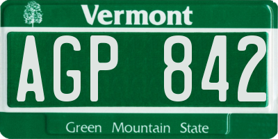 VT license plate AGP842