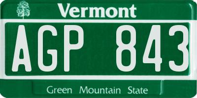 VT license plate AGP843