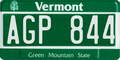 VT license plate AGP844