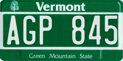 VT license plate AGP845