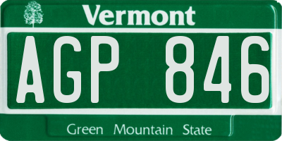 VT license plate AGP846
