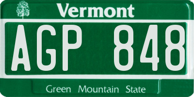 VT license plate AGP848