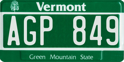 VT license plate AGP849