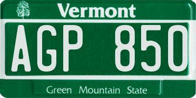 VT license plate AGP850