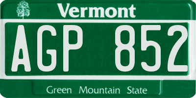 VT license plate AGP852