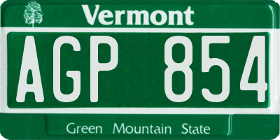 VT license plate AGP854