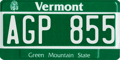 VT license plate AGP855