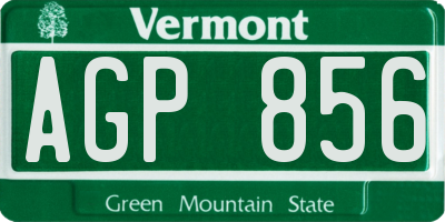 VT license plate AGP856
