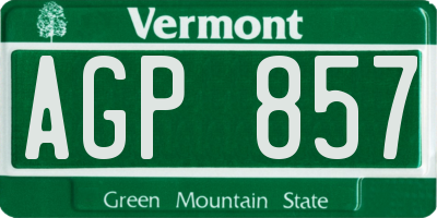 VT license plate AGP857