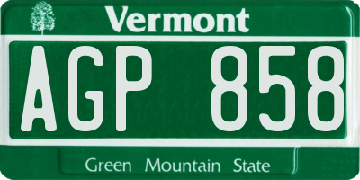 VT license plate AGP858