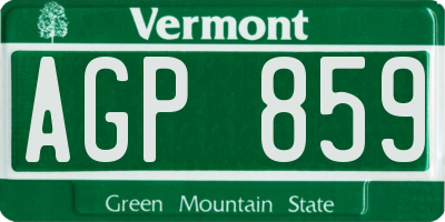 VT license plate AGP859