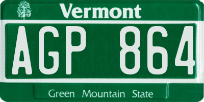 VT license plate AGP864