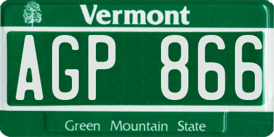 VT license plate AGP866