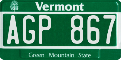 VT license plate AGP867