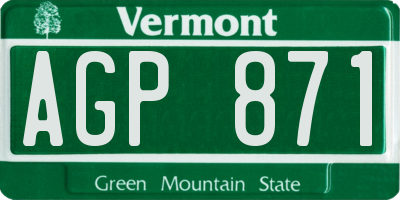 VT license plate AGP871
