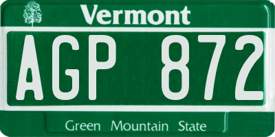 VT license plate AGP872