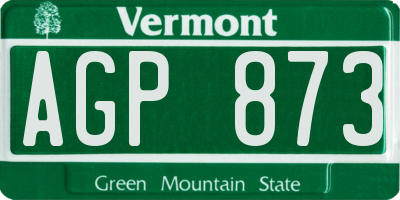 VT license plate AGP873
