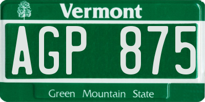 VT license plate AGP875