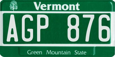 VT license plate AGP876
